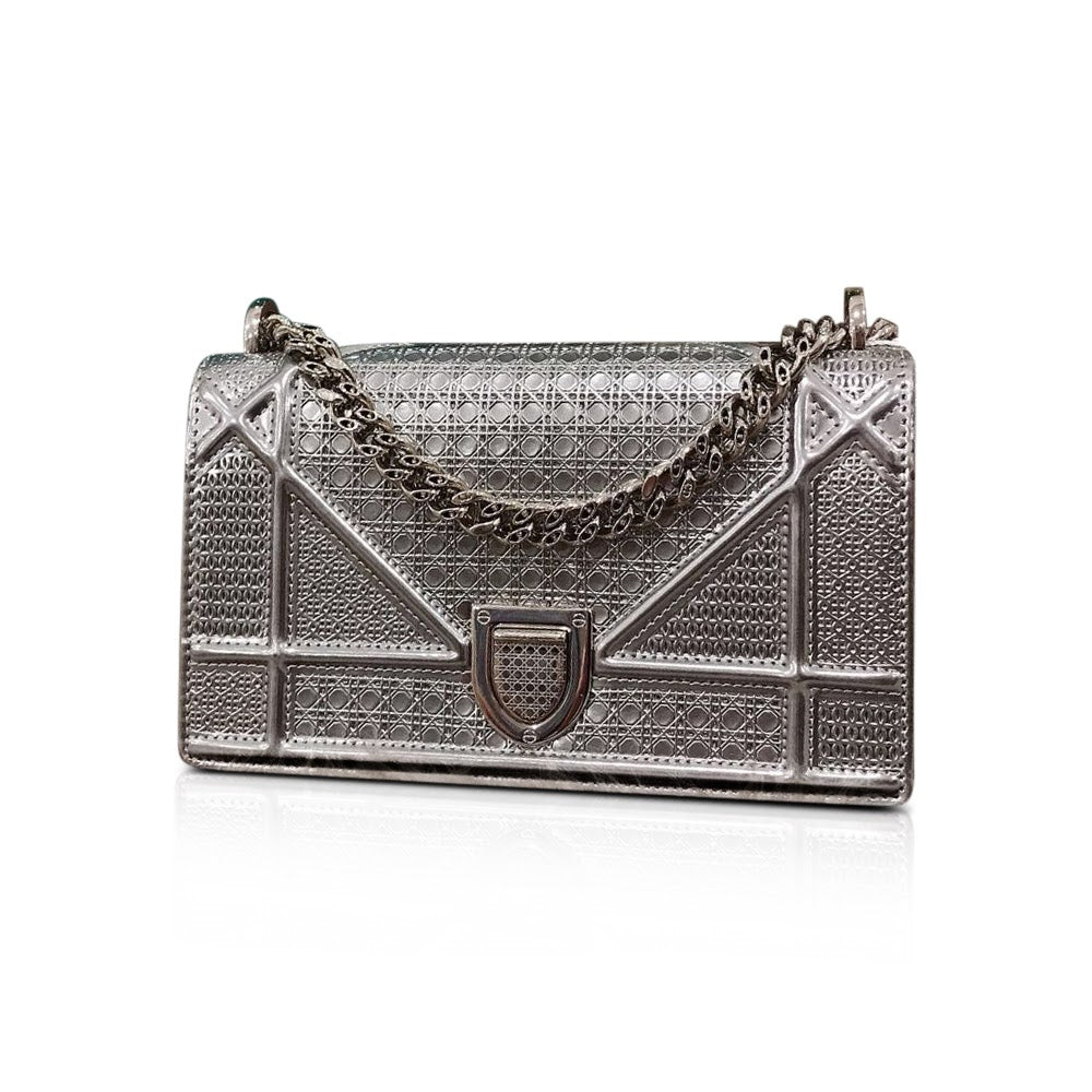 CHRISTIAN DIOR Mini Diorama in Metallic Calfskin Bag Religion