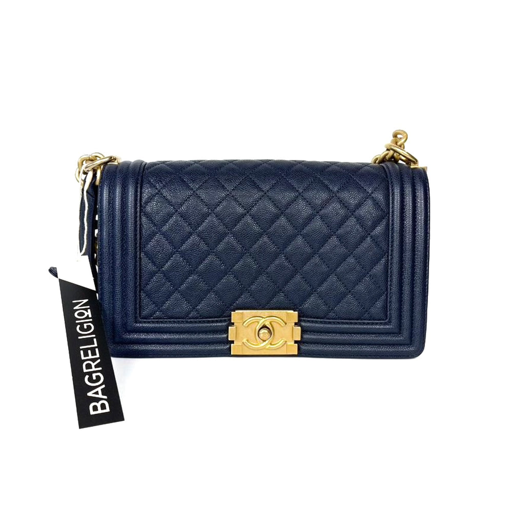 Navy Blue Old Medium Caviar Le Boy with GHW