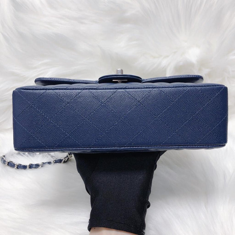 Navy chanel flap on sale bag