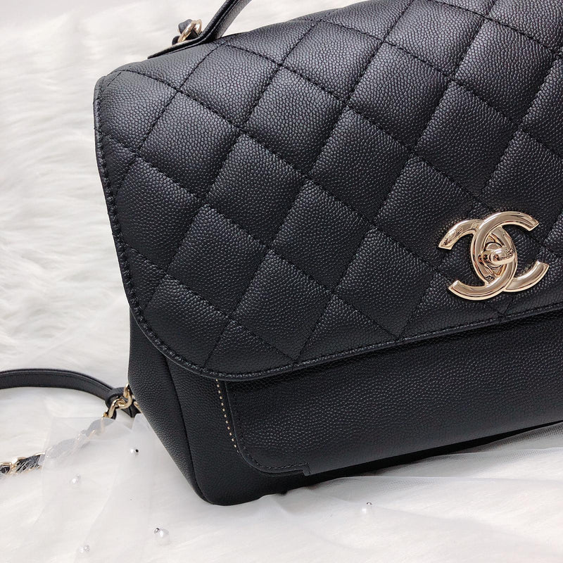 Chanel Quilted Small Business Affinity Flap Dark Beige Caviar