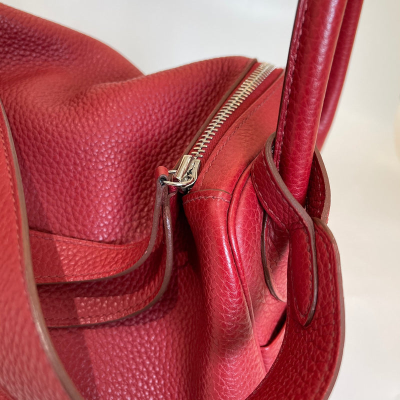 Hermes Phw Lindy 30 2 Way Shoulder Handbag Clemence Leather Rouge Casaque  Red