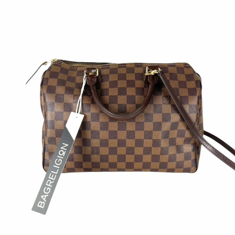 Damier Ebene Speedy 30 Canvas Bag with Strap