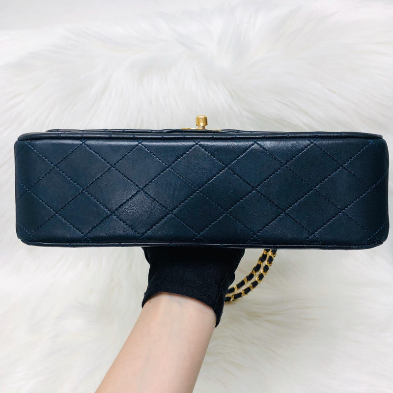 Vintage Lambskin Double Flap 25CM with GHW Dark Blue