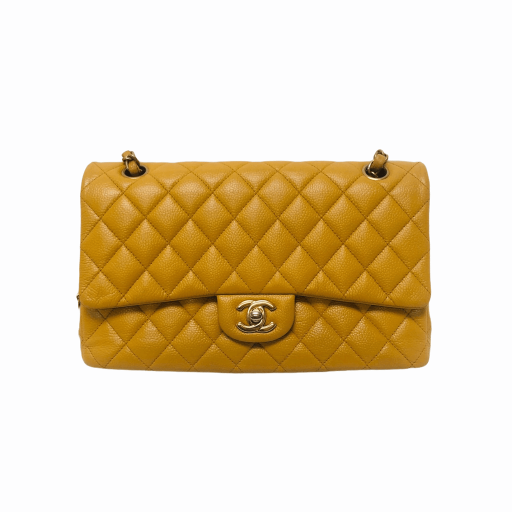 Classic Flap M/L Yellow Lambskin with GHW