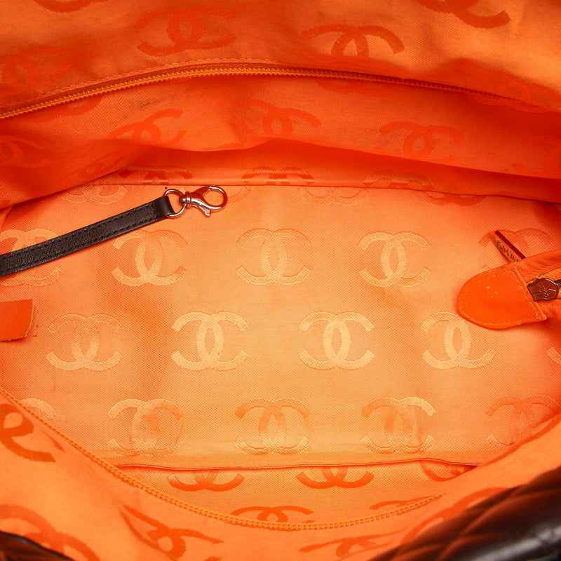 Chanel Reporter cambon snakeskin ligne white leather shoulder bag
