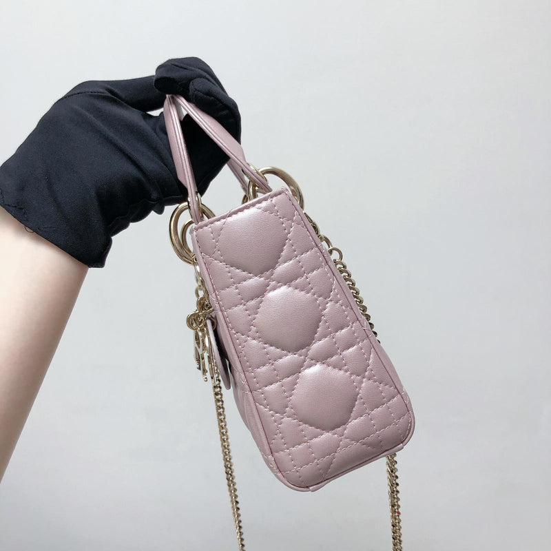 Lady Dior Mini in Pearl Pink  Lady dior mini, Dior mini bag, Lady dior