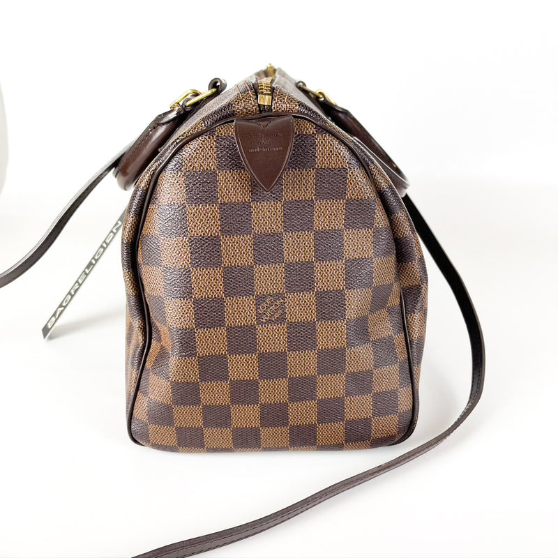 Louis Vuitton Speedy 30 Handbag in Ebene Monogram Canvas and Brown
