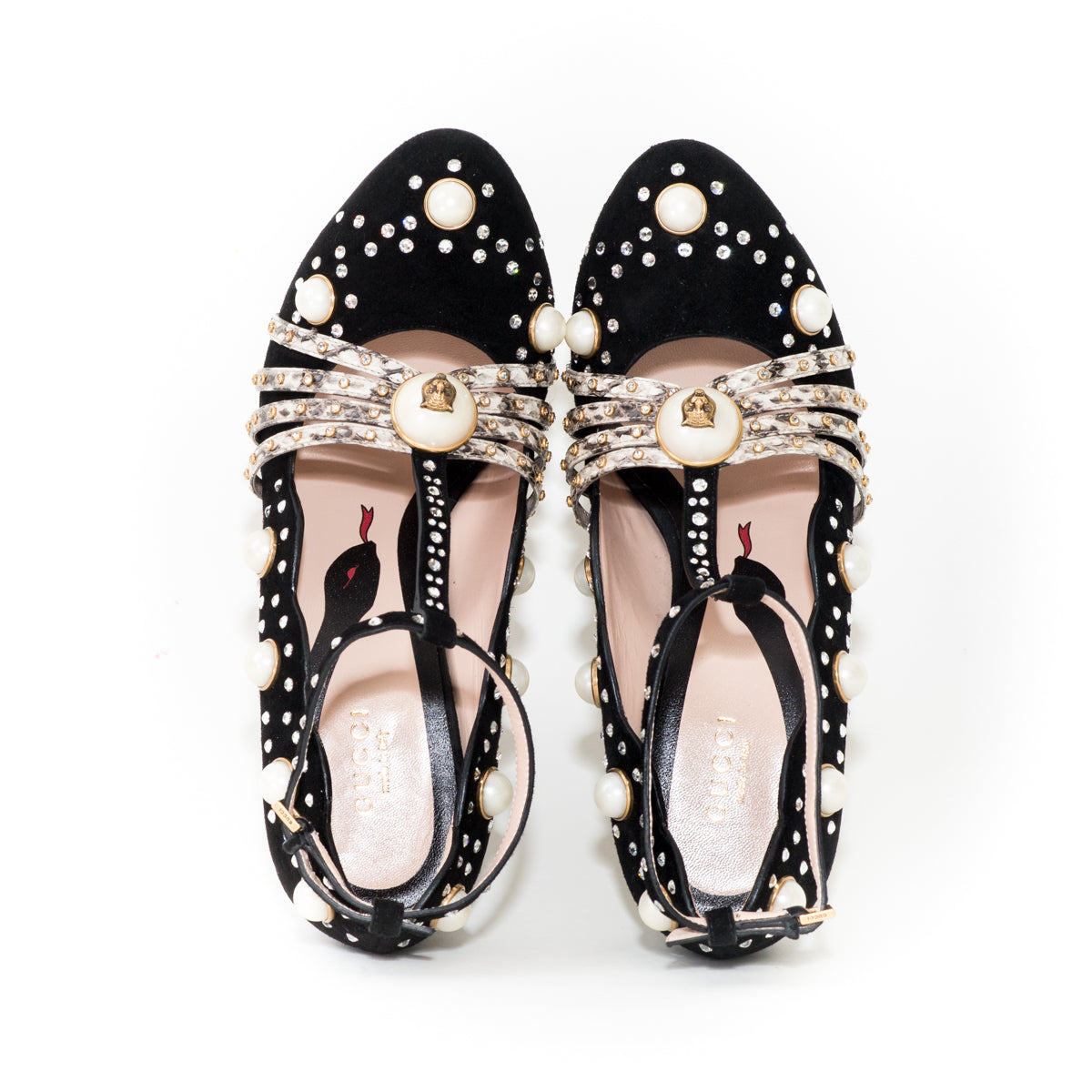 Ofelia Embellished Suede and Snakeskin Pumps Bag Religion