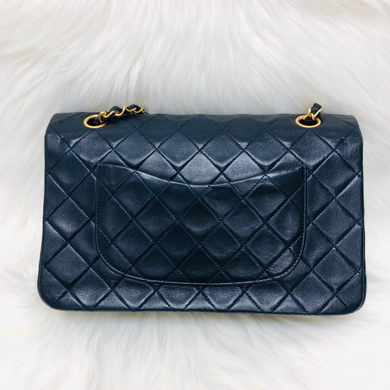 Vintage Lambskin Double Flap 25CM with GHW Dark Blue