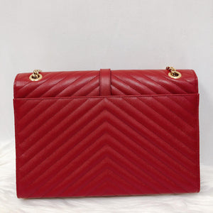 Envelope Large Bag in Chevron Quilted Grain de Poudre Embossed Leather