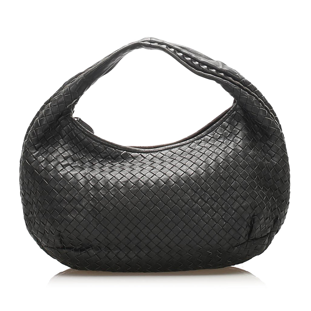 Intrecciato Leather Hobo Bag Black - Bag Religion