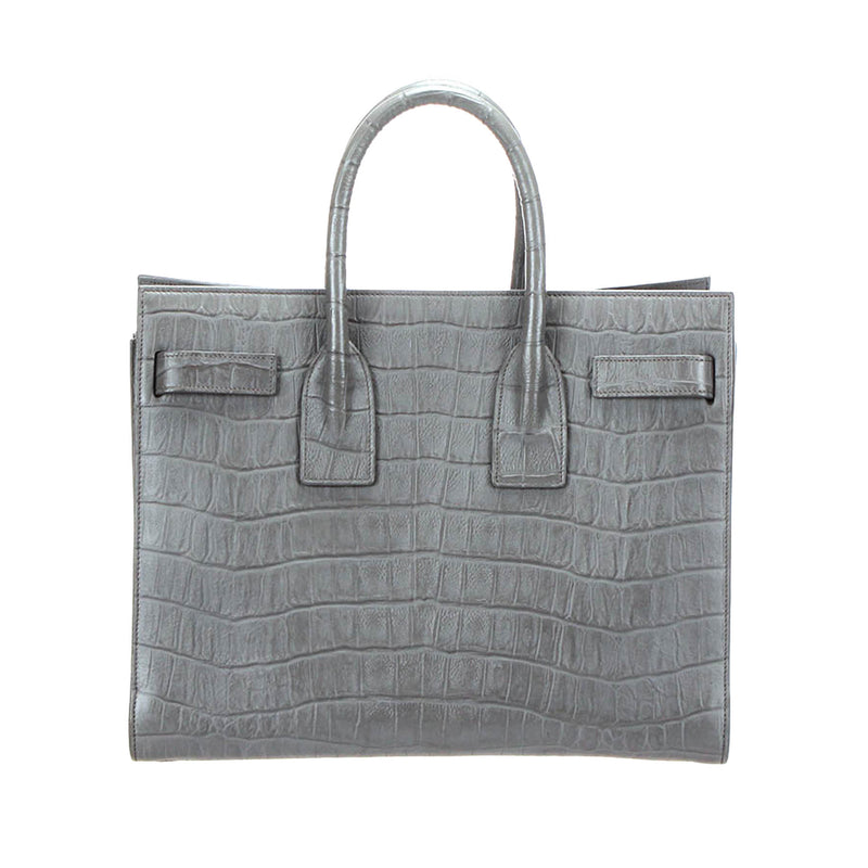 Sac de Jour Embossed Leather Satchel Gray - Bag Religion