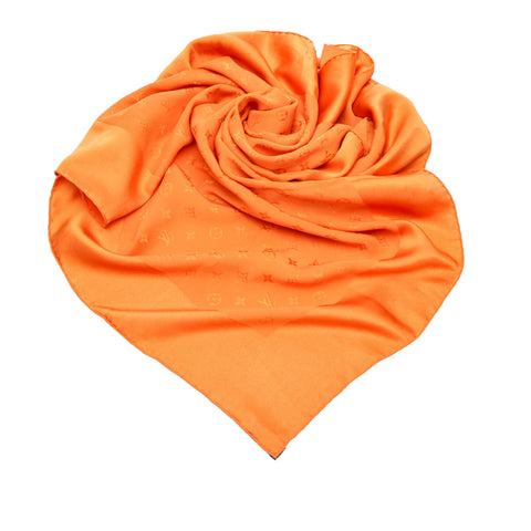 Châle monogram silk neckerchief Louis Vuitton Orange in Silk