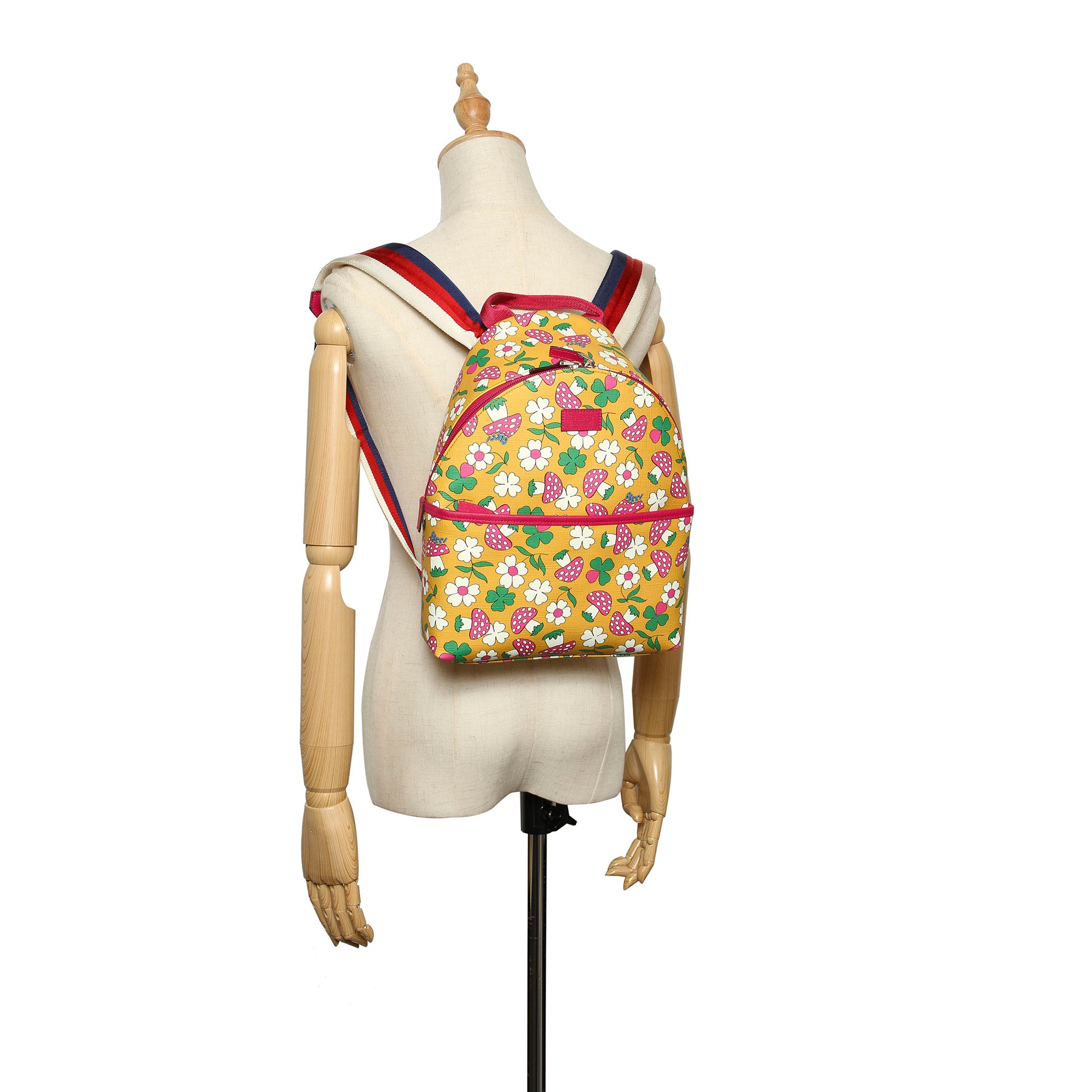 Gucci Childrens Mushroom Print Coated Canvas Backpack Bag Religion