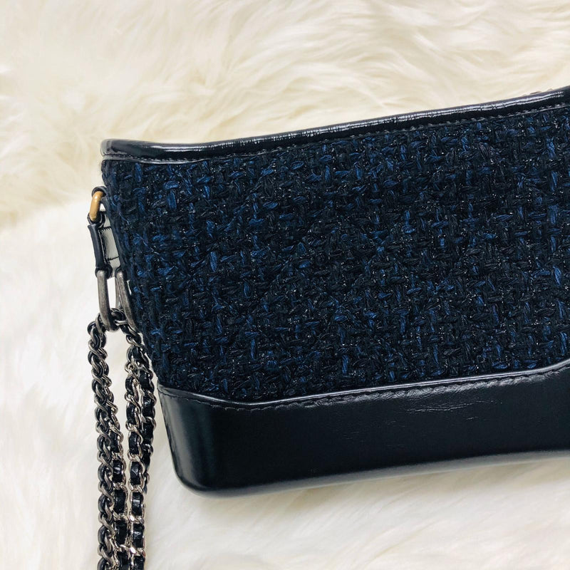 CHANEL blue leather TWEED GABRIELLE HOBO Shoulder Bag at 1stDibs  chanel  gabrielle bag tweed, chanel blue tweed bag, chanel gabrielle blue