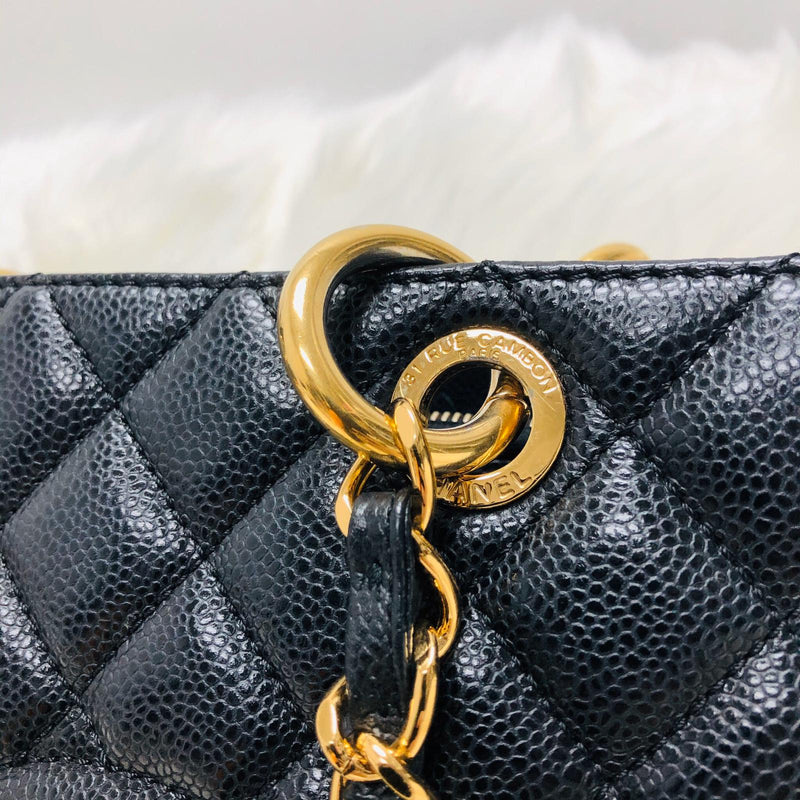 CHANEL GST BAG BLACK CAVIAR LEATHER AND GOLDTONE HDW
