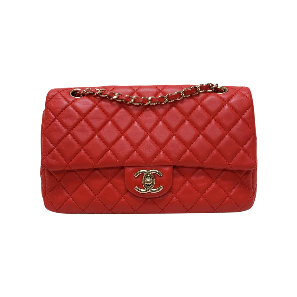 Timeless Classic Calfskin Double Flap Red Bag