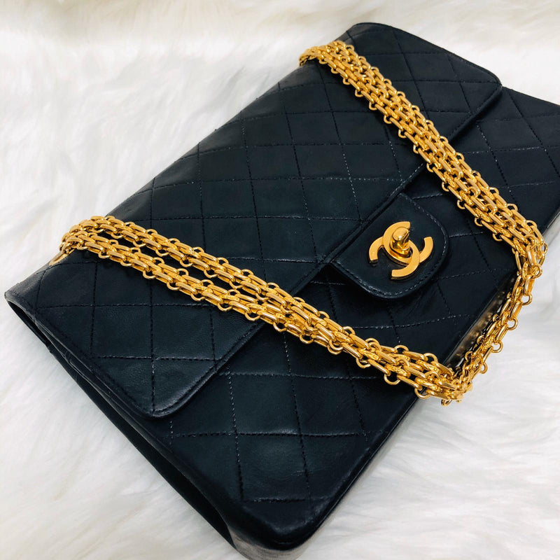 Chanel Vintage Beige Caviar Jumbo Classic Mademoiselle Flap Bag