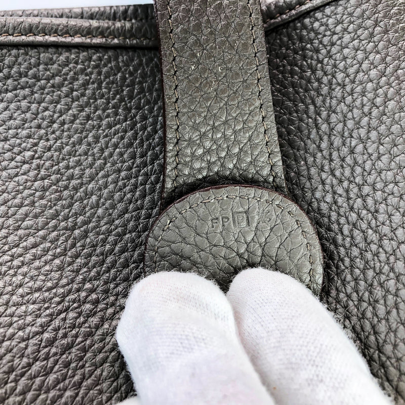 Hermes Evelyne 3 bag PM Etoupe grey Clemence leather Gold hardware