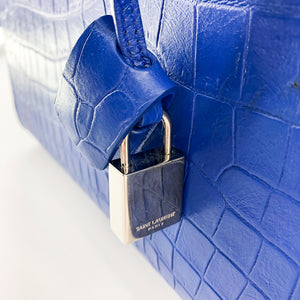 Sac De Jour Small in Embossed Croc Electric Blue