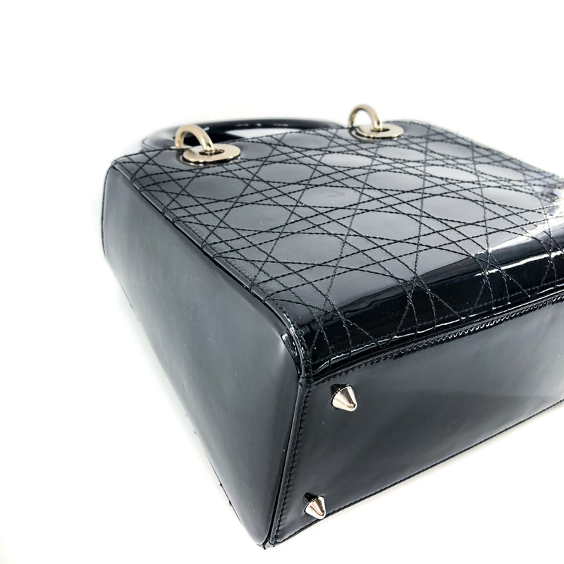 LADY DIOR POUCH Black Patent Cannage Calfskin - Brand New Condition