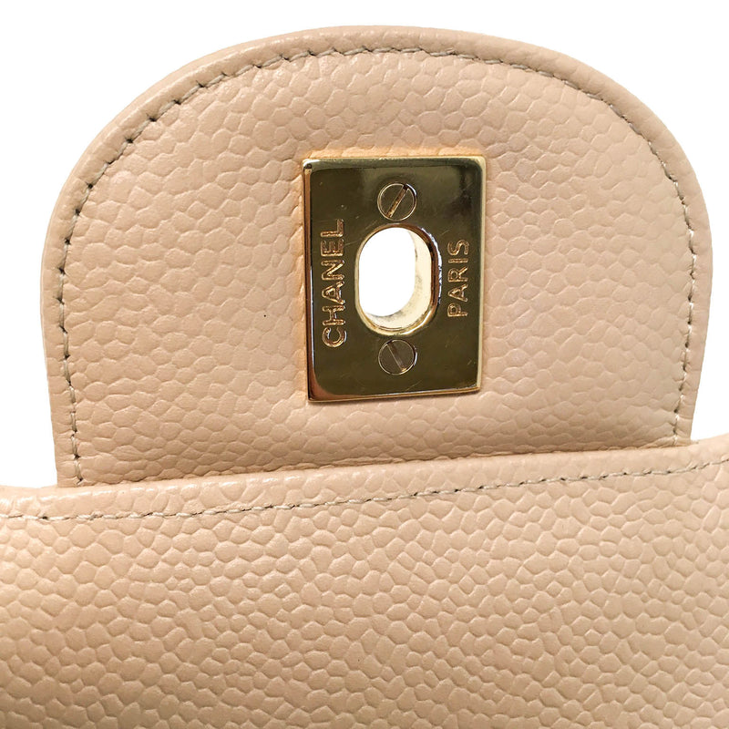 Double Flap Jumbo in Beige Caviar Leather