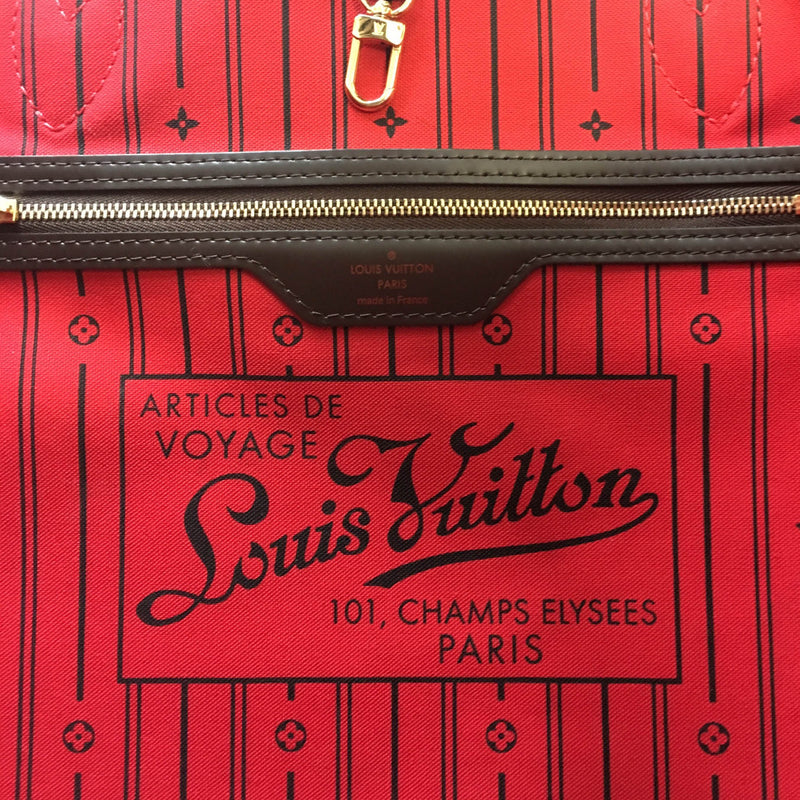 Louis Vuitton Damier Ebene Neverfull GM Bag W/ MGCV INITIALS – The Closet