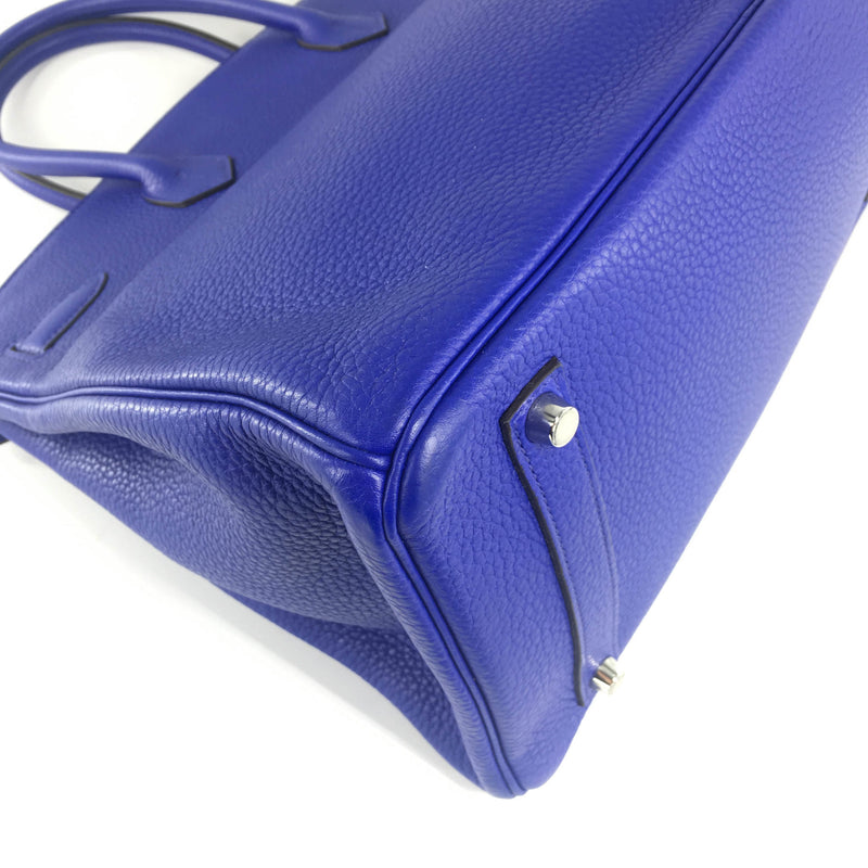 Hermes Birkin bag 35 Blue electric Tadelakt leather Silver