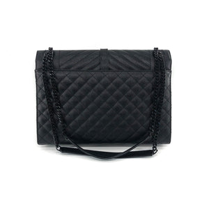 Large Envelope Chain Flap Bag Black