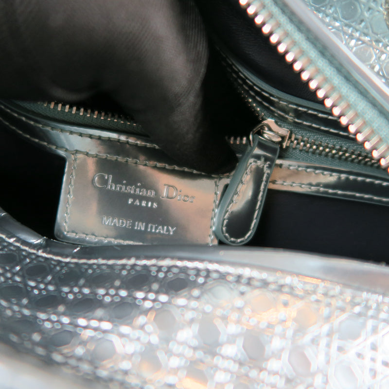 Lady dior leather handbag Dior Silver in Leather - 32549206