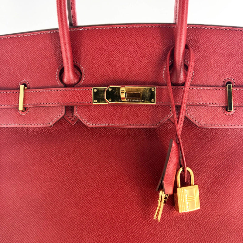 A ROUGE VIF EPSOM LEATHER BIRKIN 35 WITH GOLD HARDWARE