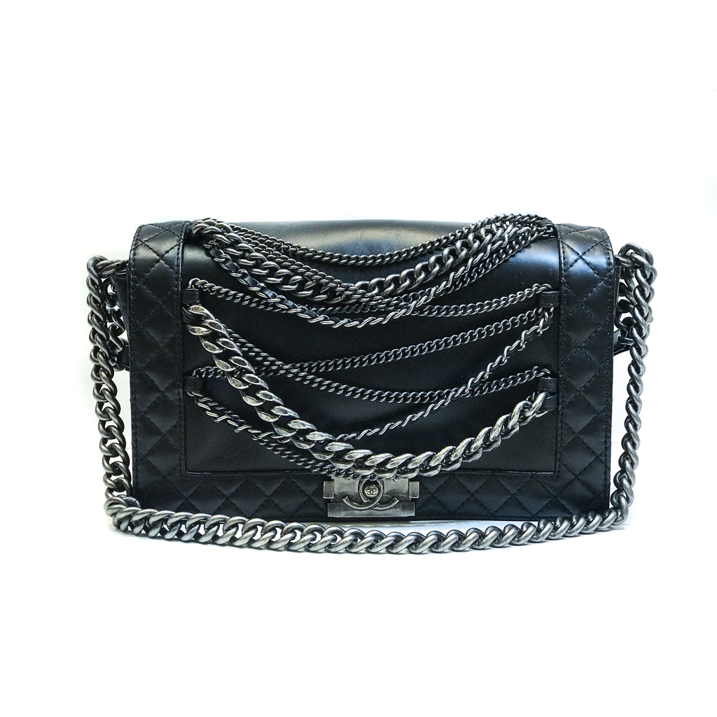 Limited Enchained Medium Boy Flap in Calfskin Leather with RHW