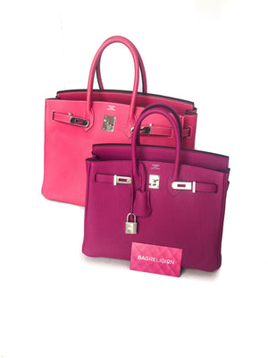 Birkin 25 in Rouge Pourpre Togo Leather with Palladium Hardware