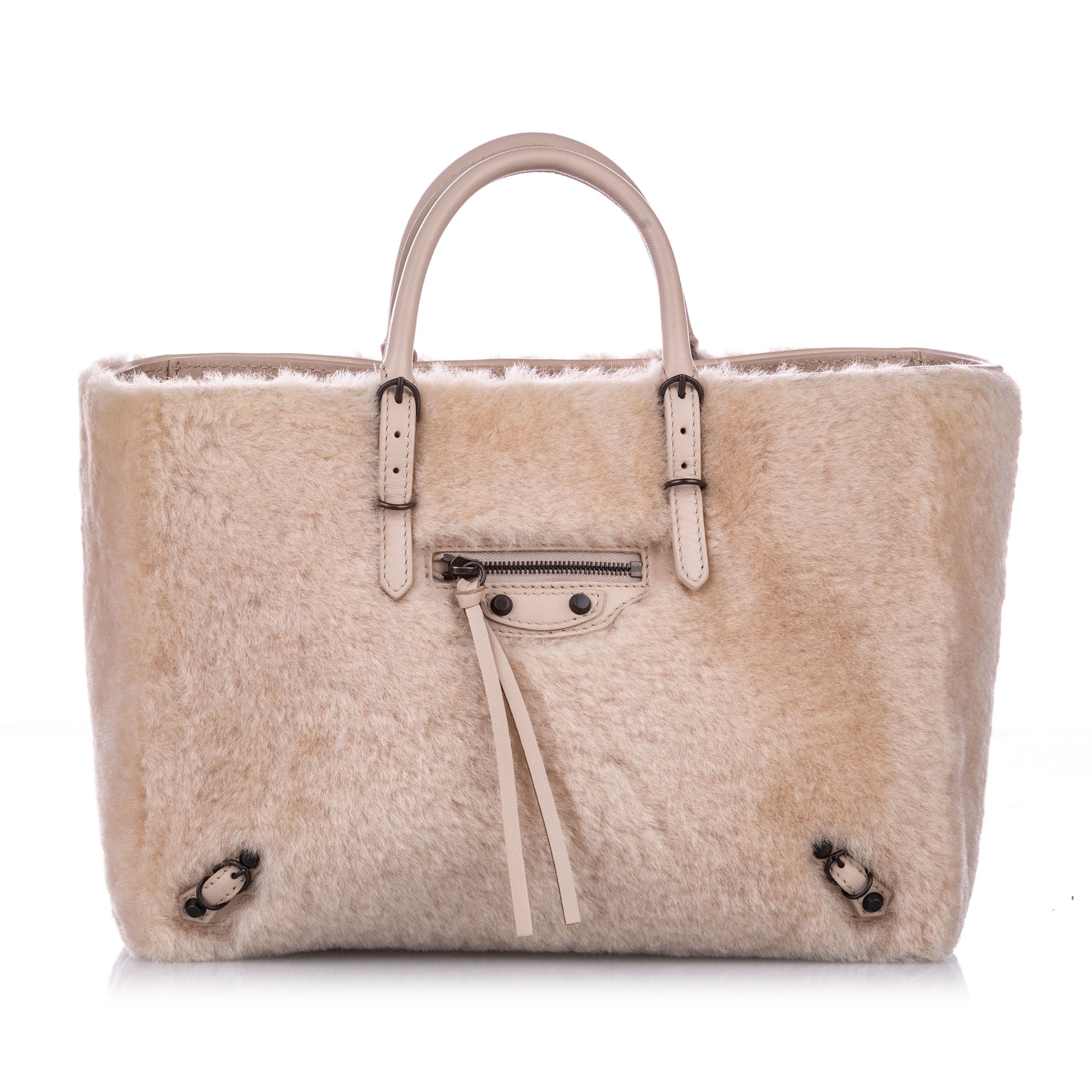 Balenciaga Shearling Papier A6 Fur Satchel Bag Religion