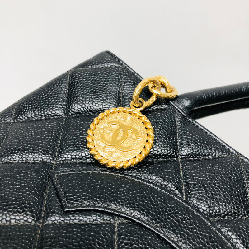 Chanel Black Caviar Medallion Tote Gold Hardware