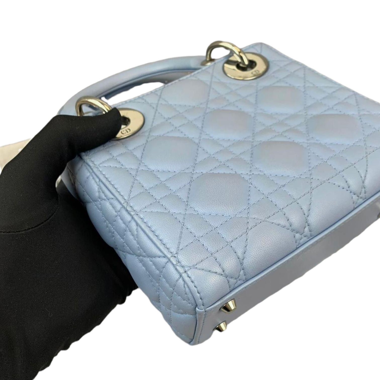 Mini Lady Dior Lambskin Baby Blue SHW