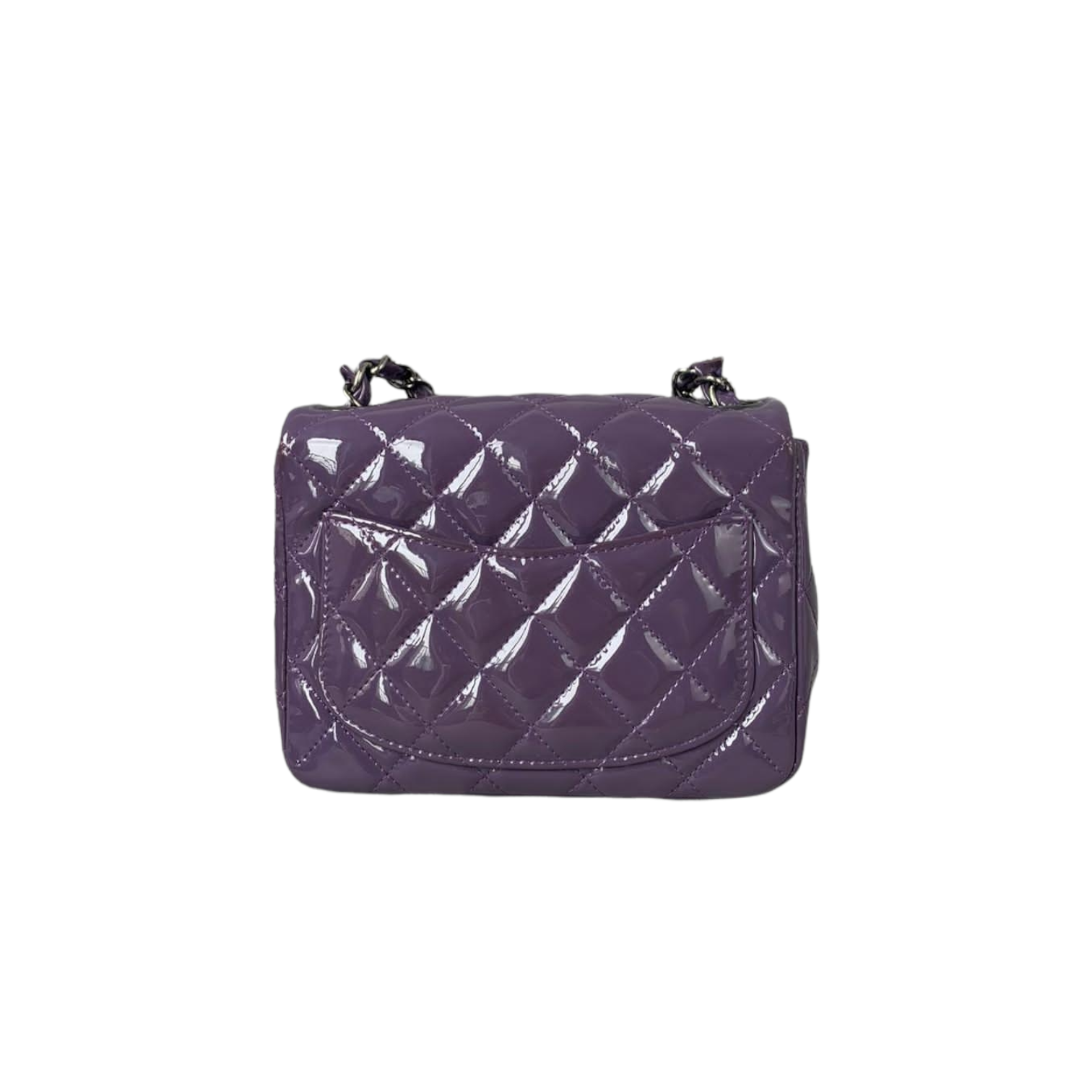 Chanel Mini Square Flap Purple Patent Bag Religion