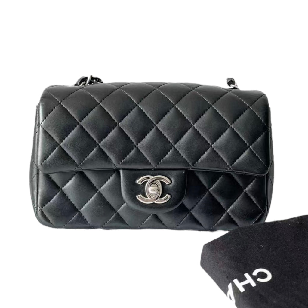 Classic Flap Mini Rectangle Lambskin Black SHW