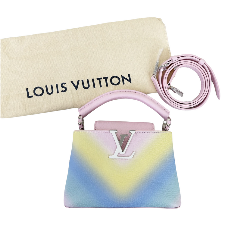 Louis Vuitton Metallic Calfskin Mini Capucines Silver Crossbody