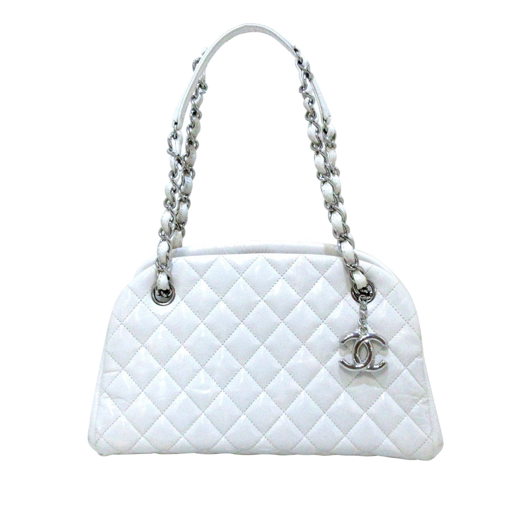 Mademoiselle Patent Leather Bowling Bag White - Bag Religion