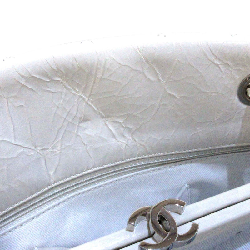 Chanel White Mademoiselle Patent Leather Bowling Bag ref.329608