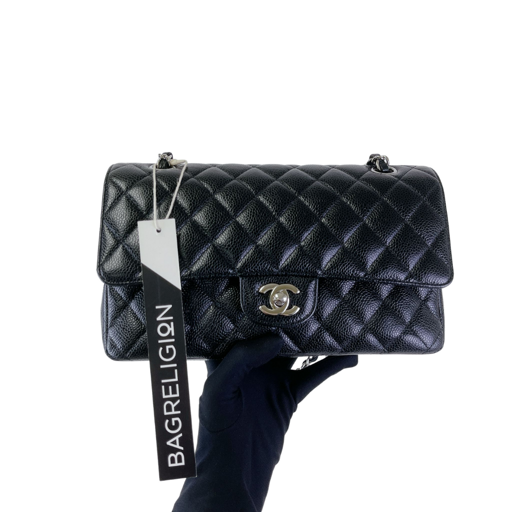 Classic Double Flap Medium Caviar Black SHW