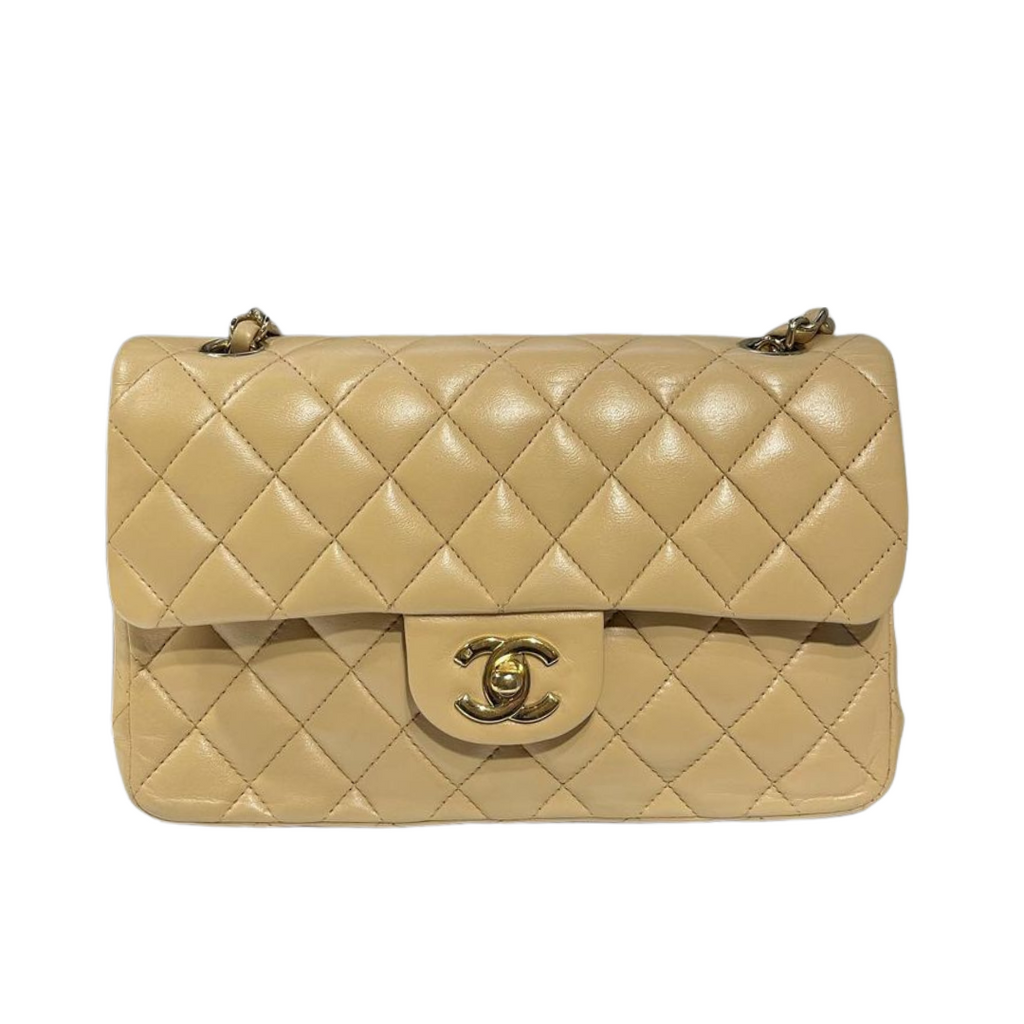 Classic Double Flap Small Lambskin Beige GHW