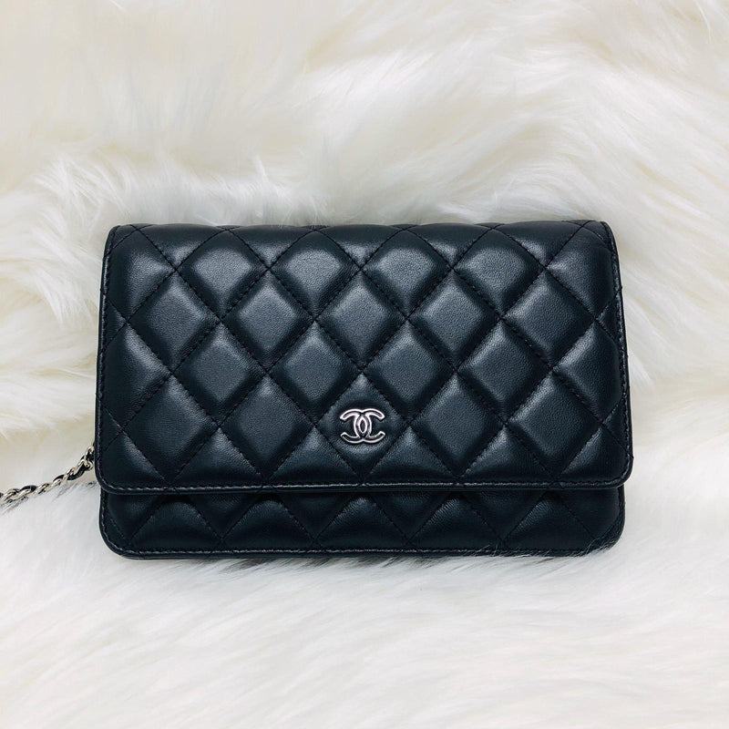 WOC Wallet on Chain Quilted Leather Black Interior Bag