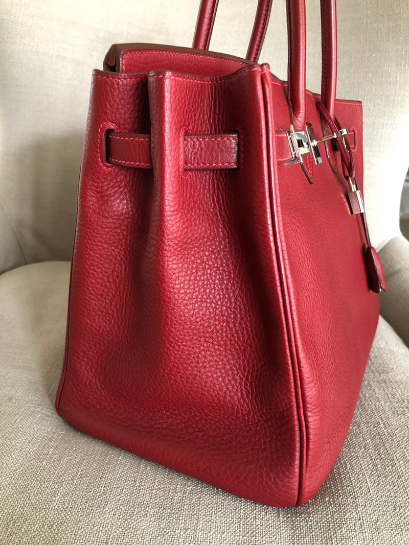 Hermes PHW Picotin MM Tote Bag Taurillon Clemence Leather Garance Red