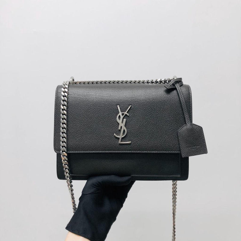 Yves Saint Laurent Monogram Sunset Medium Leather Shoulder Bag Pink