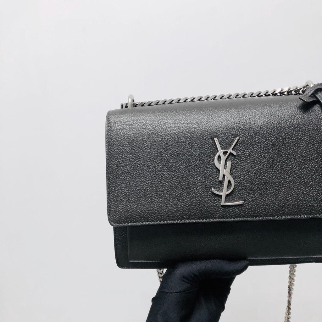 Yves Saint Laurent Medium Black Sunset Monogram Crossbody Bag on Chain Bag Religion