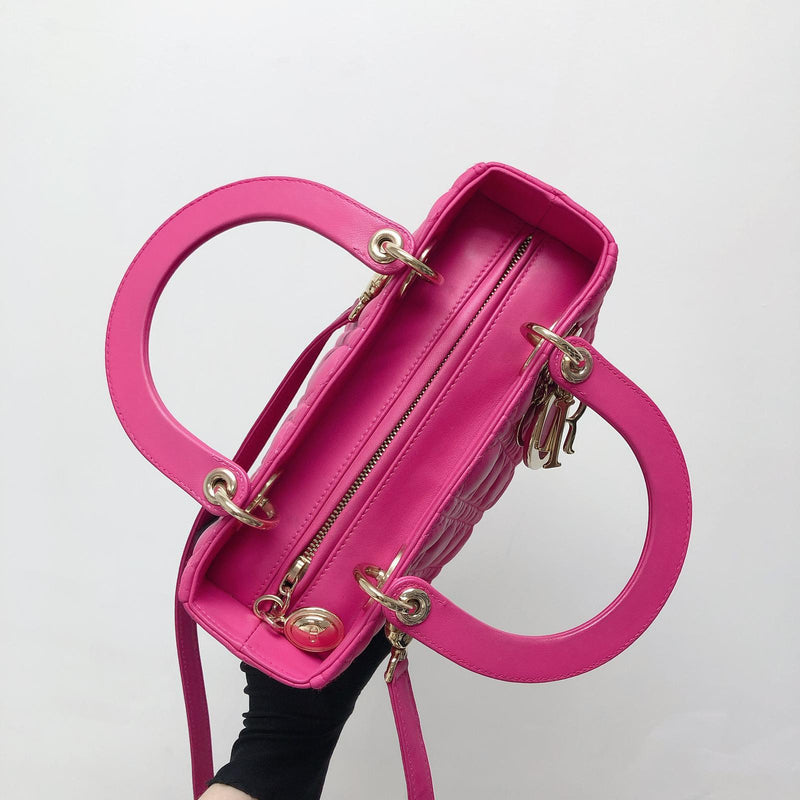 Christian Dior Lady Dior Medium Fuschia Pink Lambskin Gold Hardware – Coco  Approved Studio
