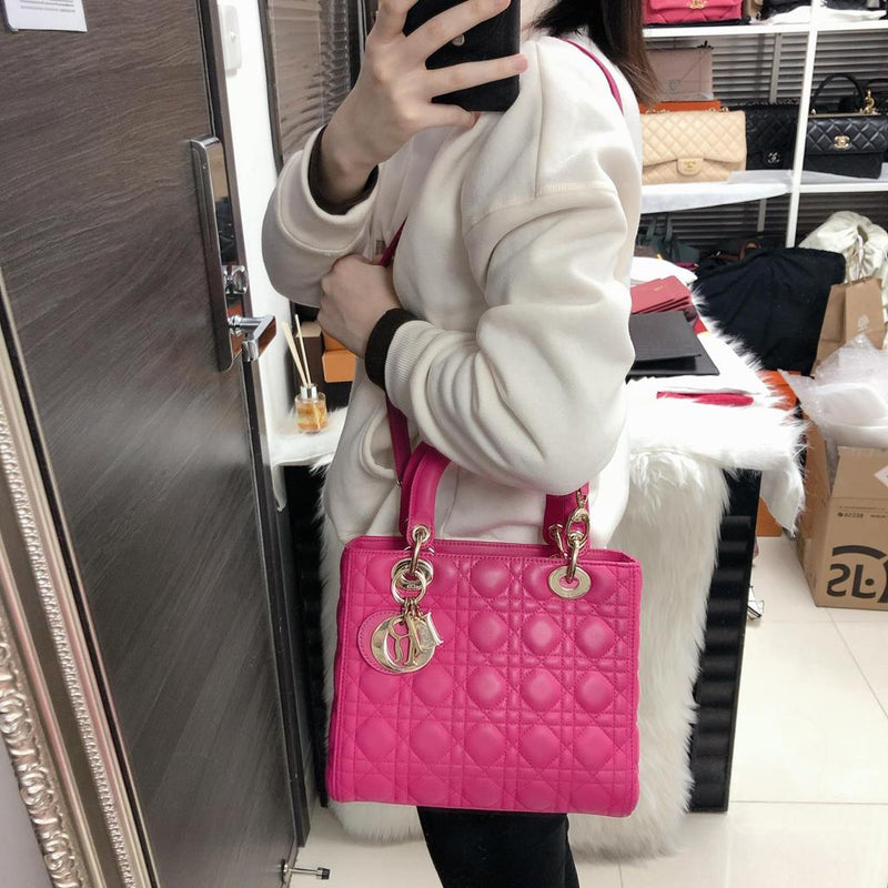 Christian Dior Pink Python Large Lady Dior Bag