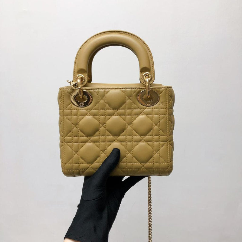 Mini Lady Dior Bag Camel GHW